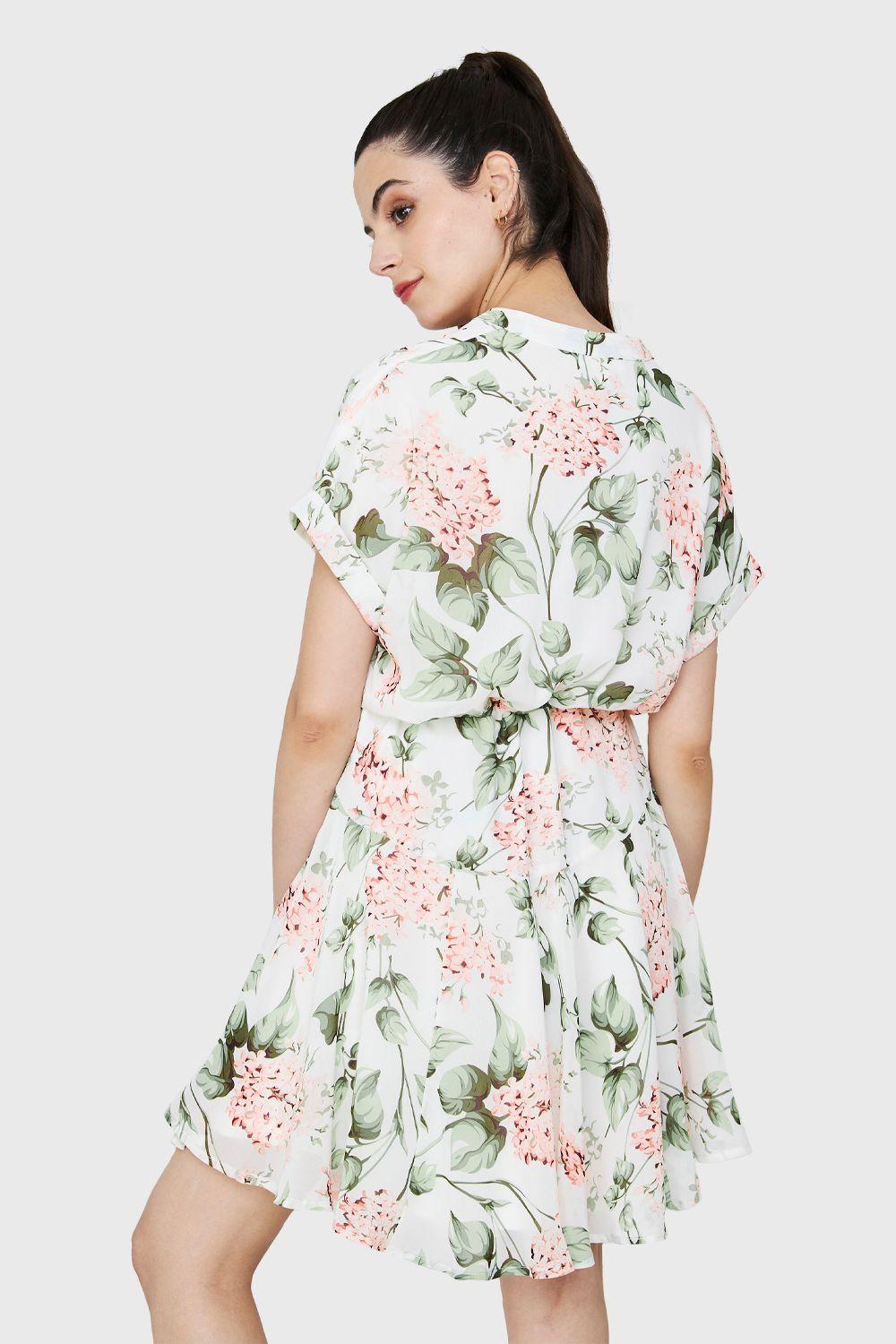 Vestido Corto Botones Blanco Nicopoly-3