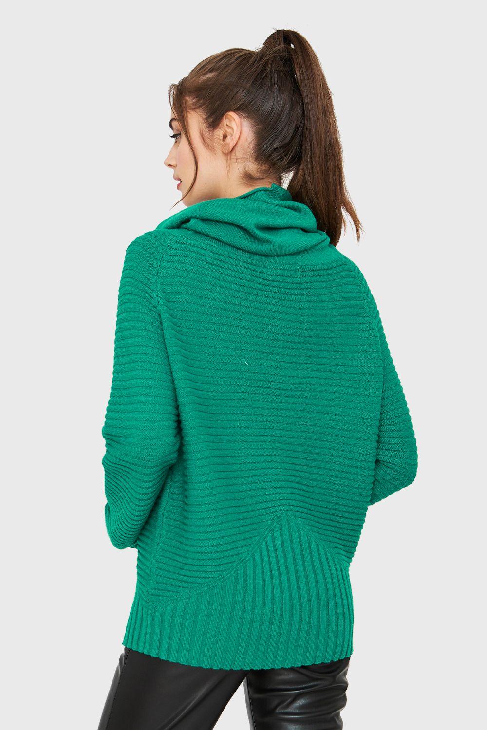 Sweater Cuello Tortuga Acanalado Verde Nicopoly-3