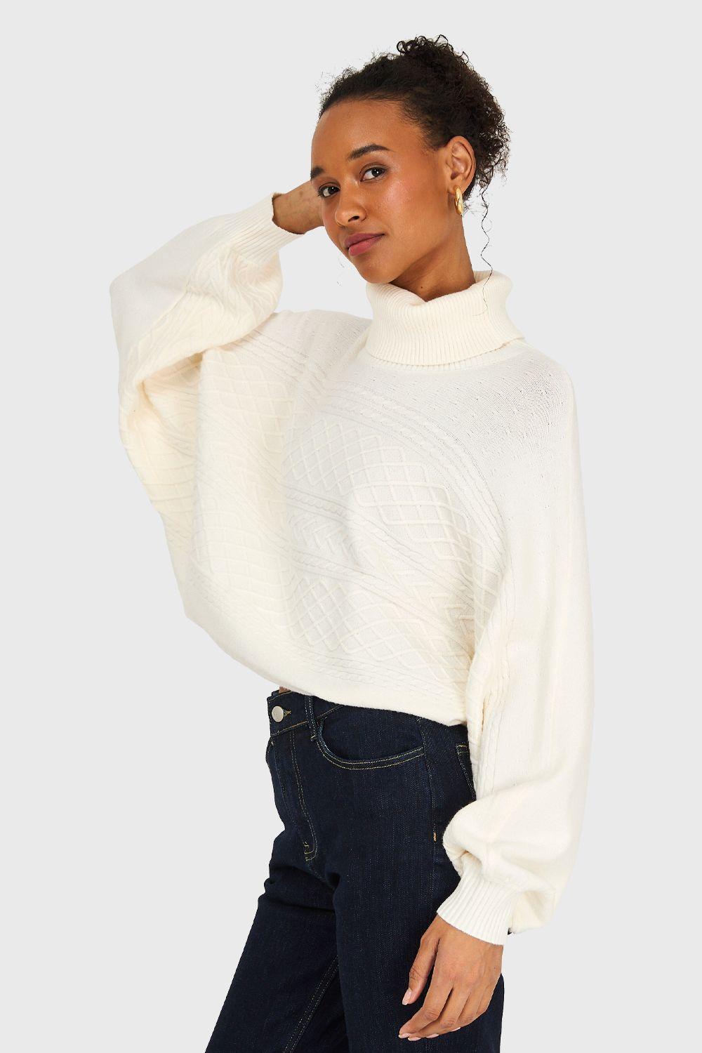 Sweater Manga Muerciélago Blanco Invierno Nicopoly-2