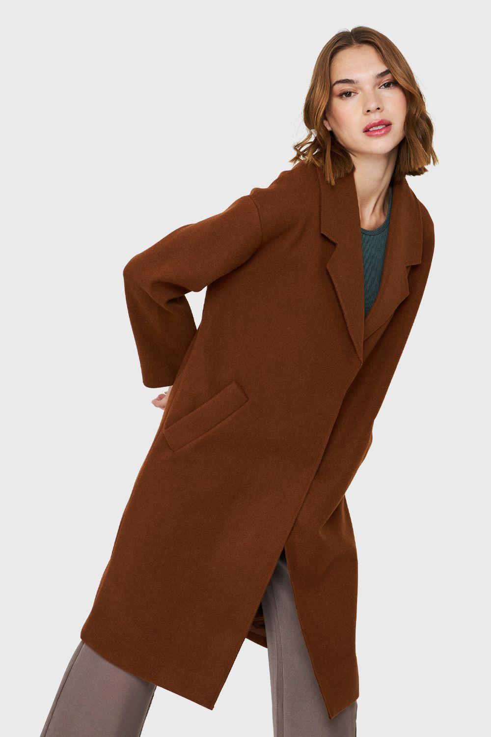 Abrigo Oversize Broches Café Nicopoly-2
