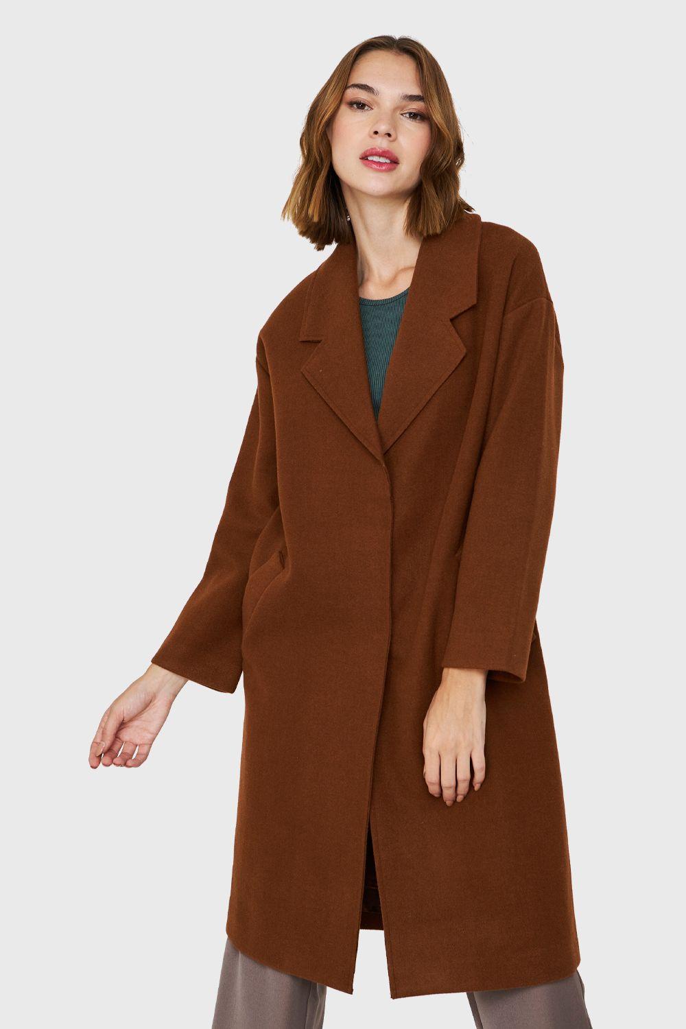 Abrigo Oversize Broches Café Nicopoly-4