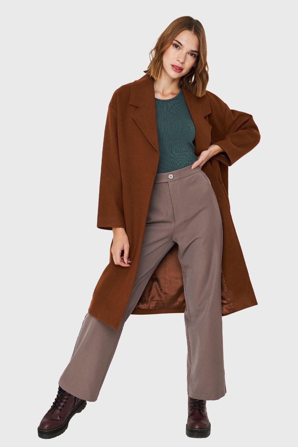 Abrigo Oversize Broches Café Nicopoly-1