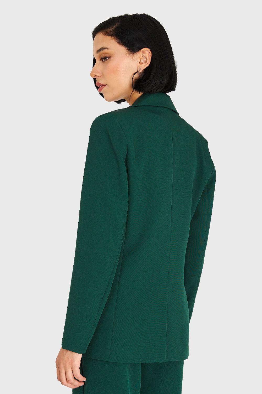 Blazer De Tope Botones Decorativos Verde Oscuro Nicopoly-3