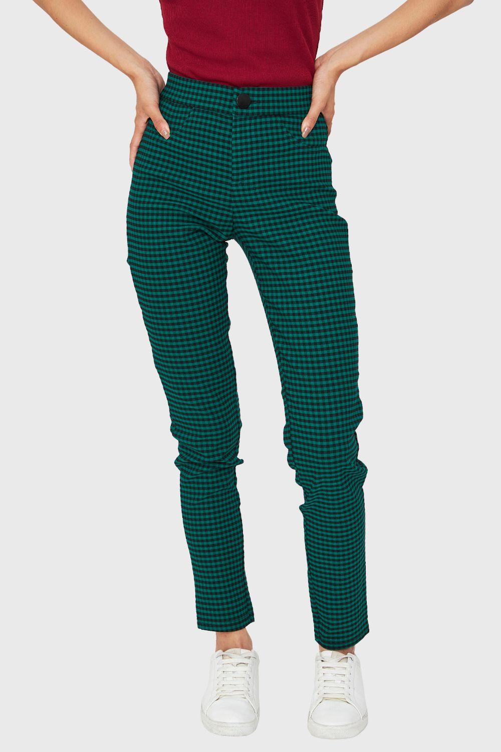 Pantalón Skinny Vichy Verde/Negro Nicopoly-4