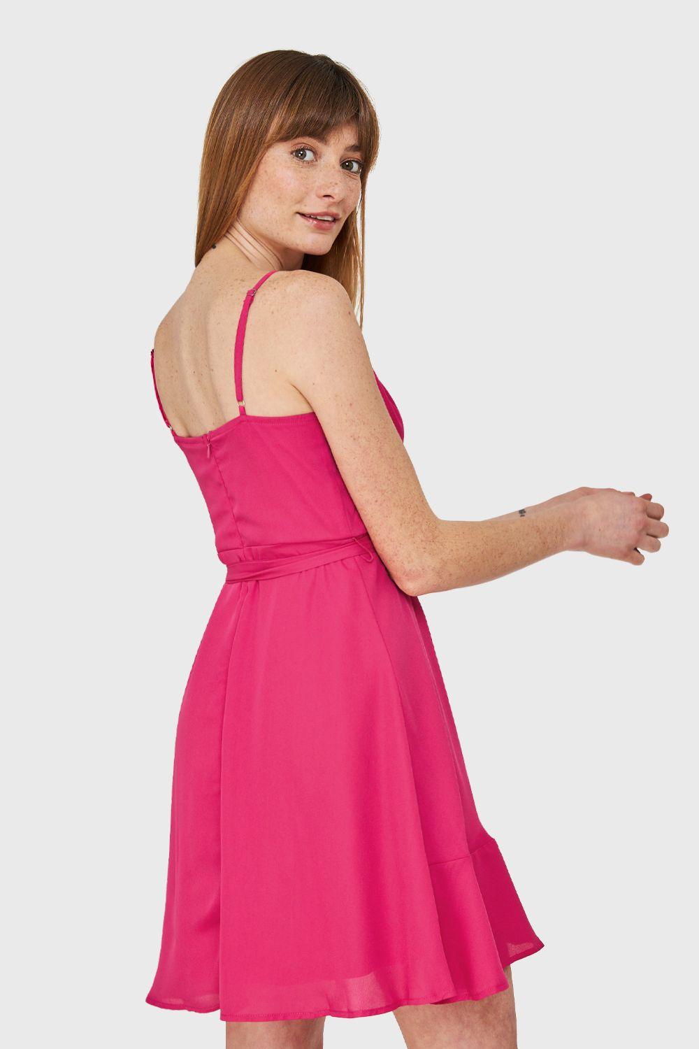 Vestido Corte Tulipán y Lazo Fucsia Nicopoly-3