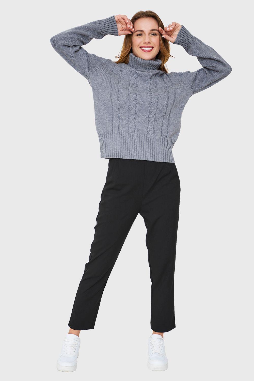 Sweater Tipo Cadeneta Gris Nicopoly-1