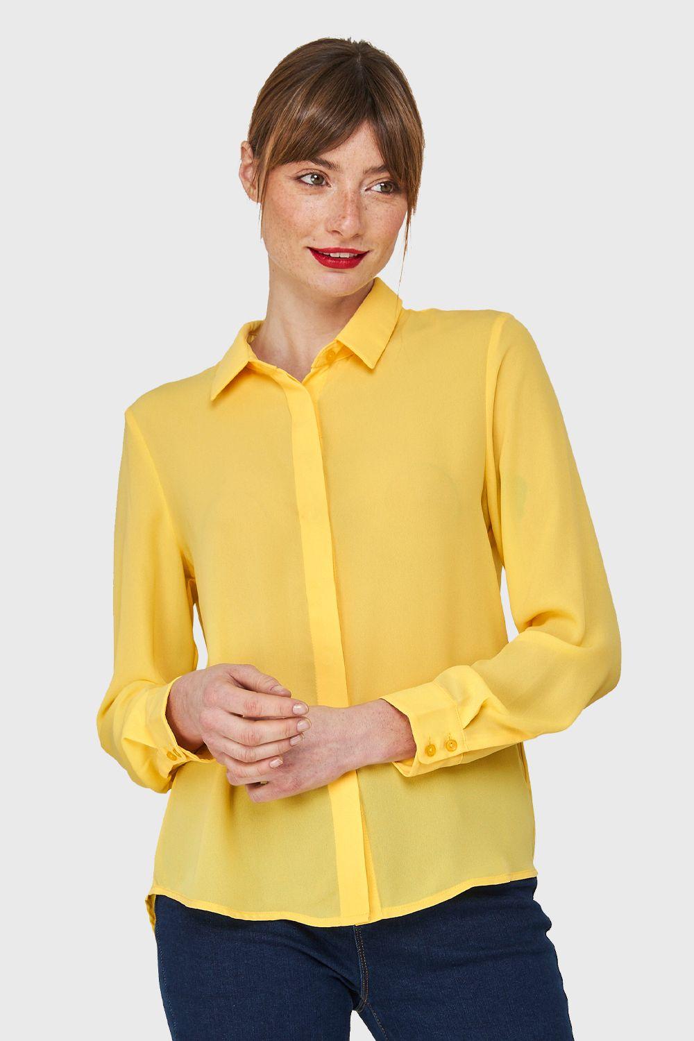 Blusa Básica Botonera Invisible Amarillo Nicopoly-4