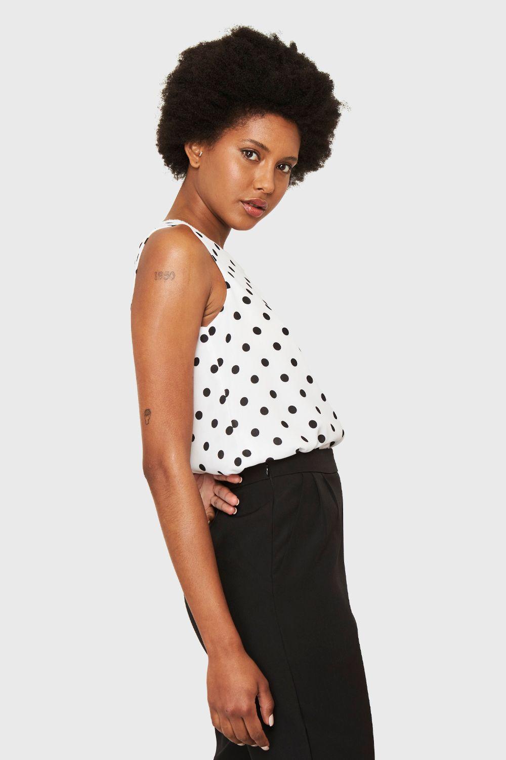 Blusa Básica Lunares Blanco Nicopoly-2