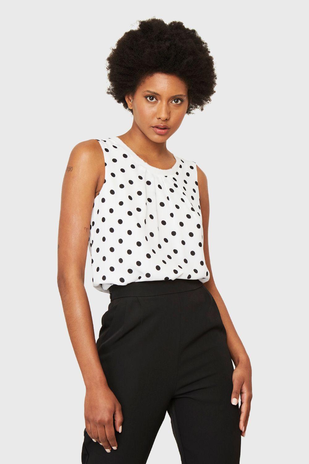 Blusa Básica Lunares Blanco Nicopoly-4