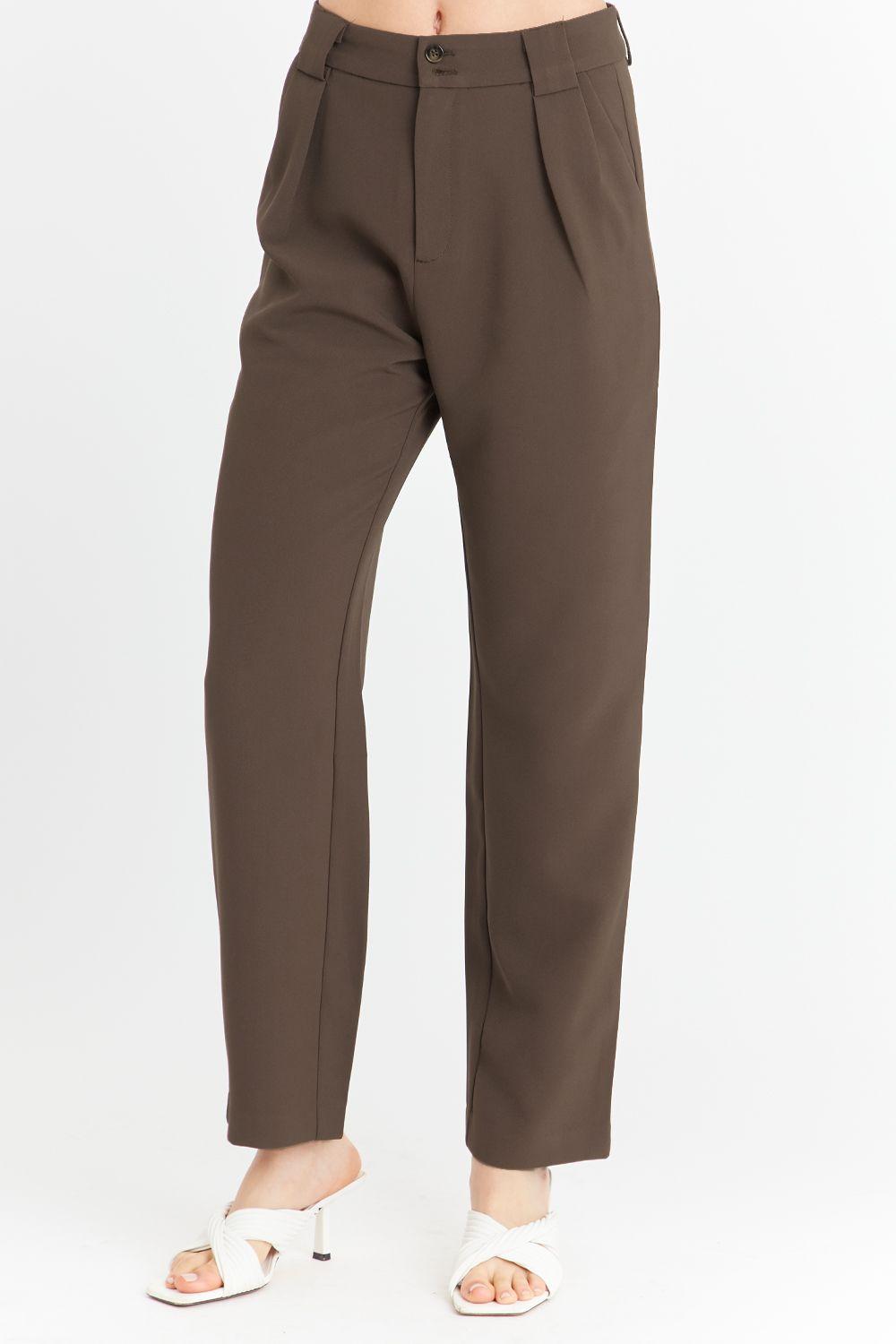 Pantalón Básico Pierna Ancha Marrón Nicopoly-0