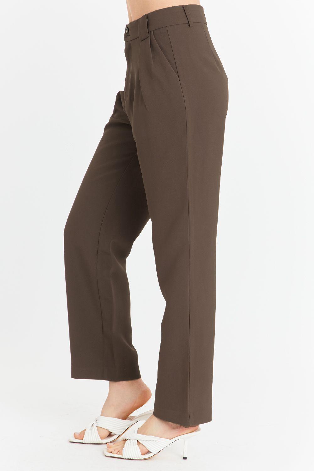 Pantalón Básico Pierna Ancha Marrón Nicopoly-2