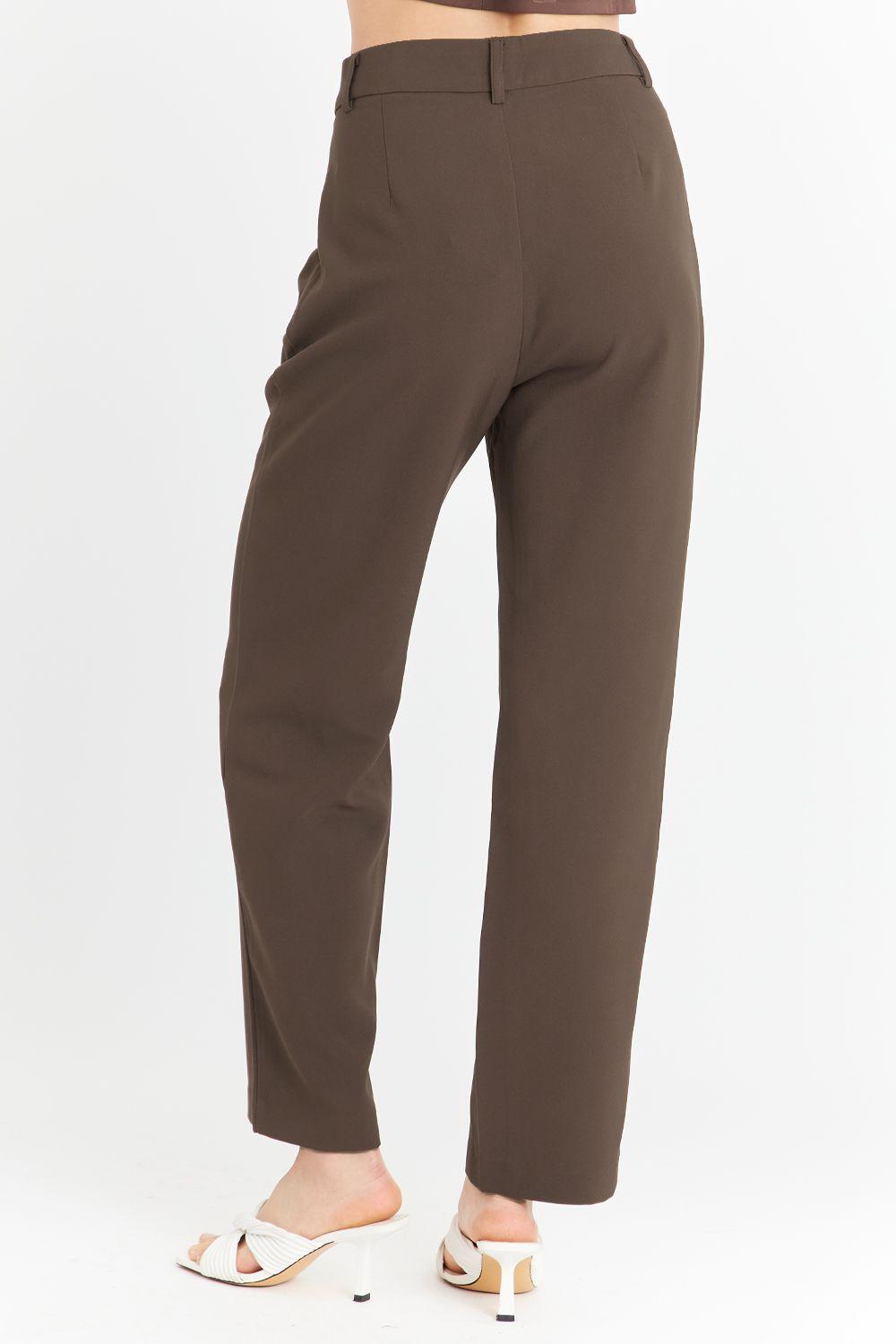 Pantalón Básico Pierna Ancha Marrón Nicopoly-3