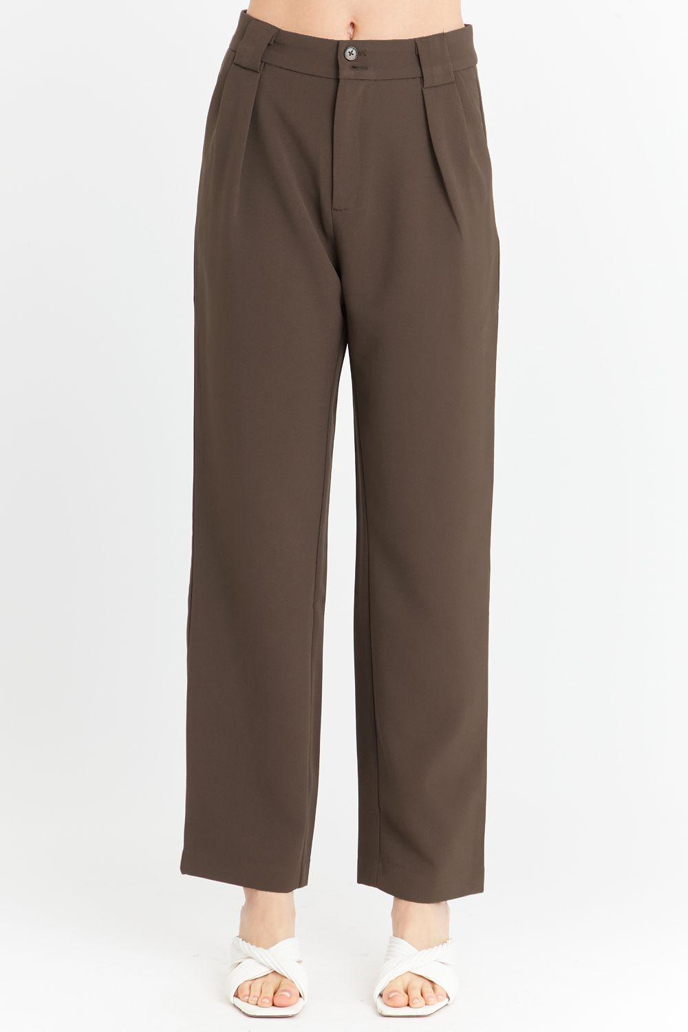 Pantalón Básico Pierna Ancha Marrón Nicopoly-4