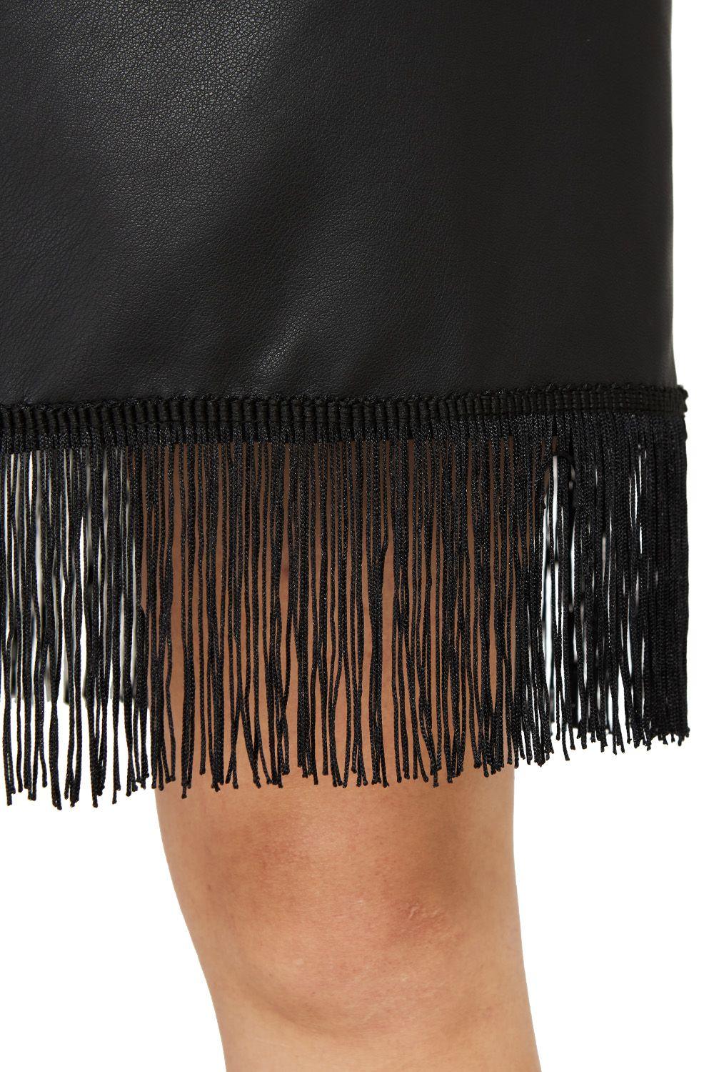 Vestido Flecos Ecocuero Negro Nicopoly-4