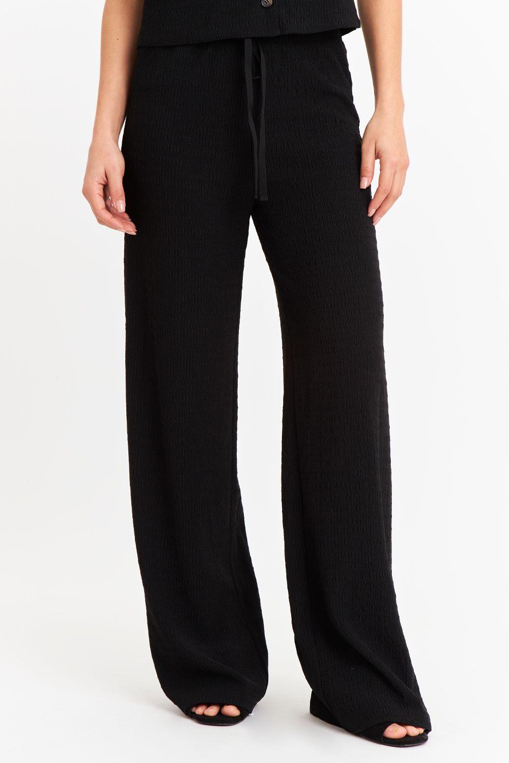 Pantalón Tipo Crepé Ajustable Negro Nicopoly-0