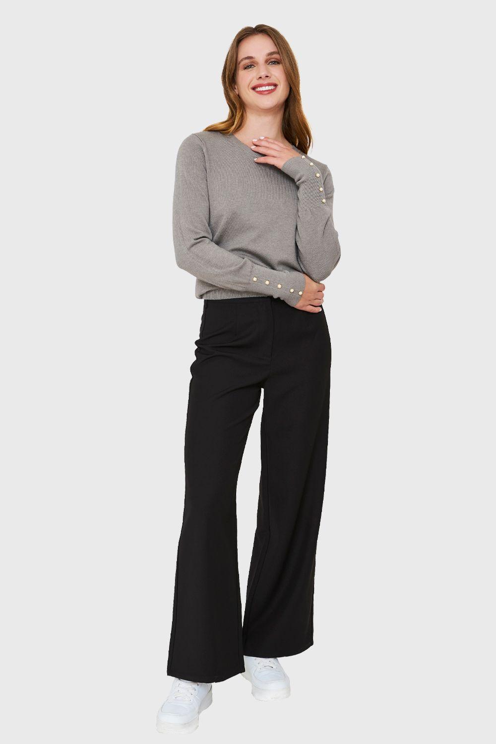 Sweater Detalle Perla Gris Nicopoly-1