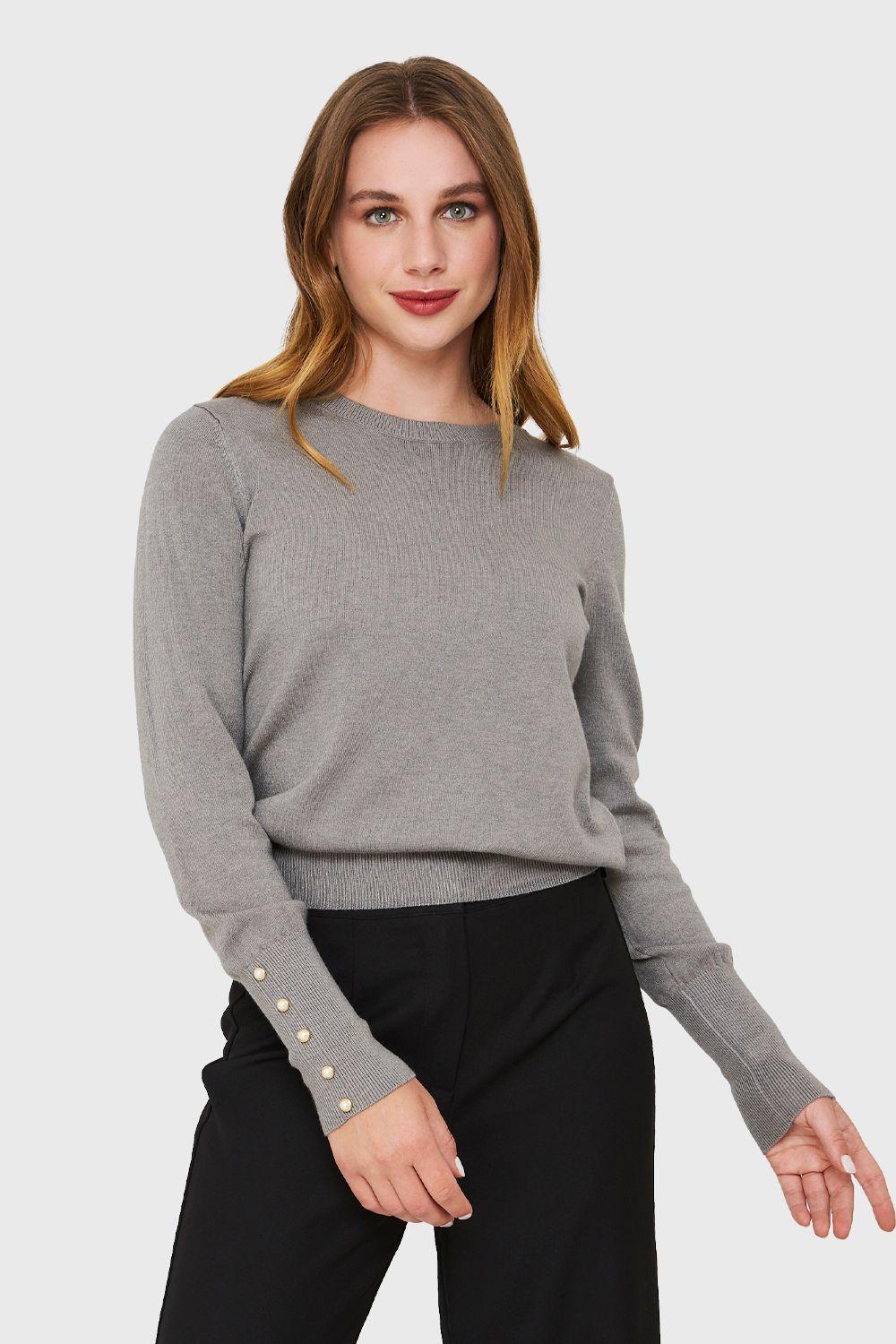 Sweater Detalle Perla Gris Nicopoly-4