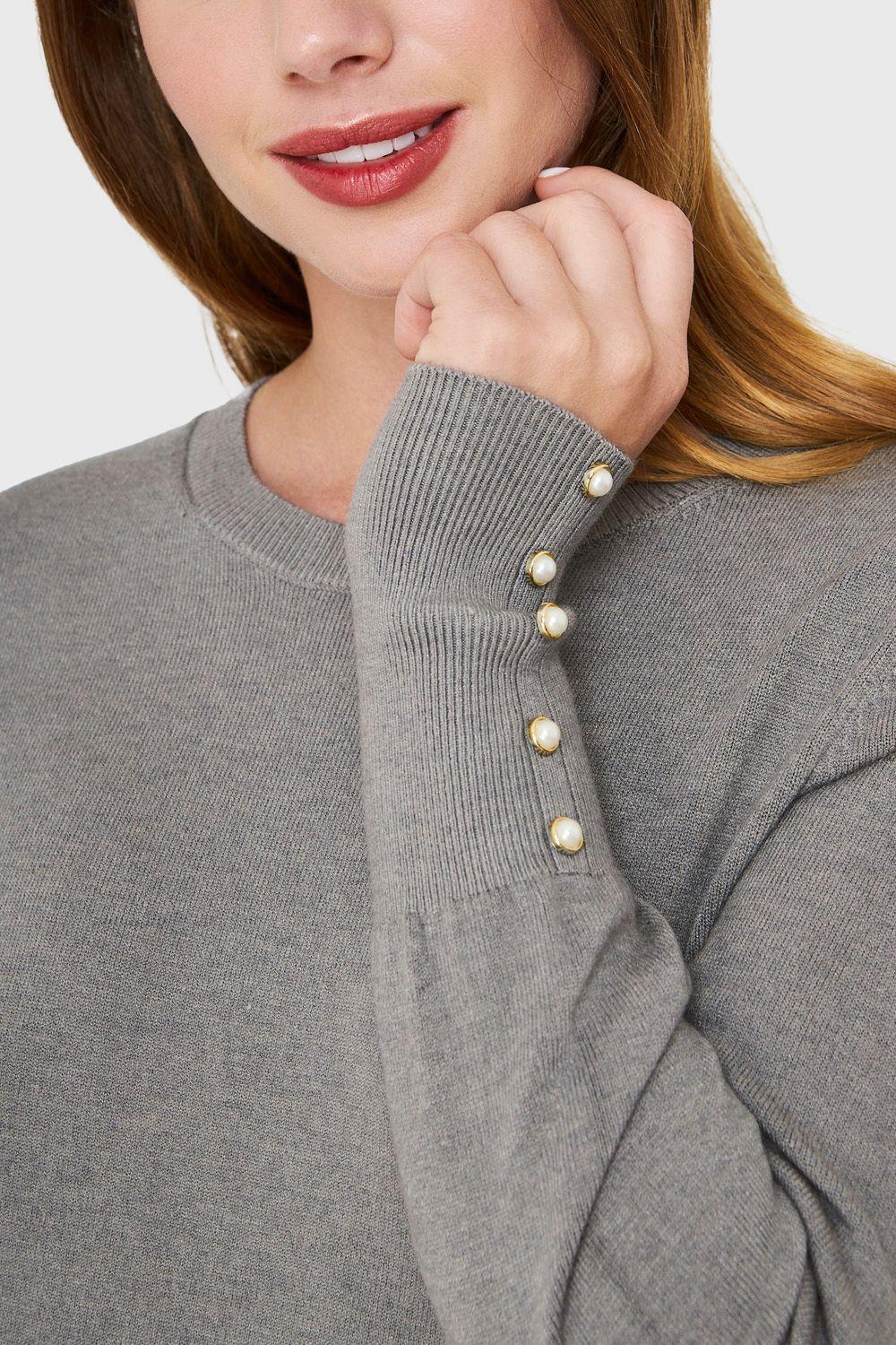 Sweater Detalle Perla Gris Nicopoly-5