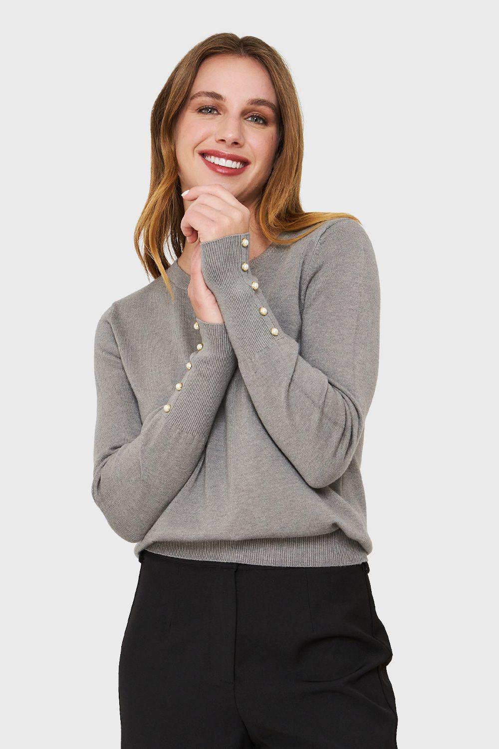 Sweater Detalle Perla Gris Nicopoly-0