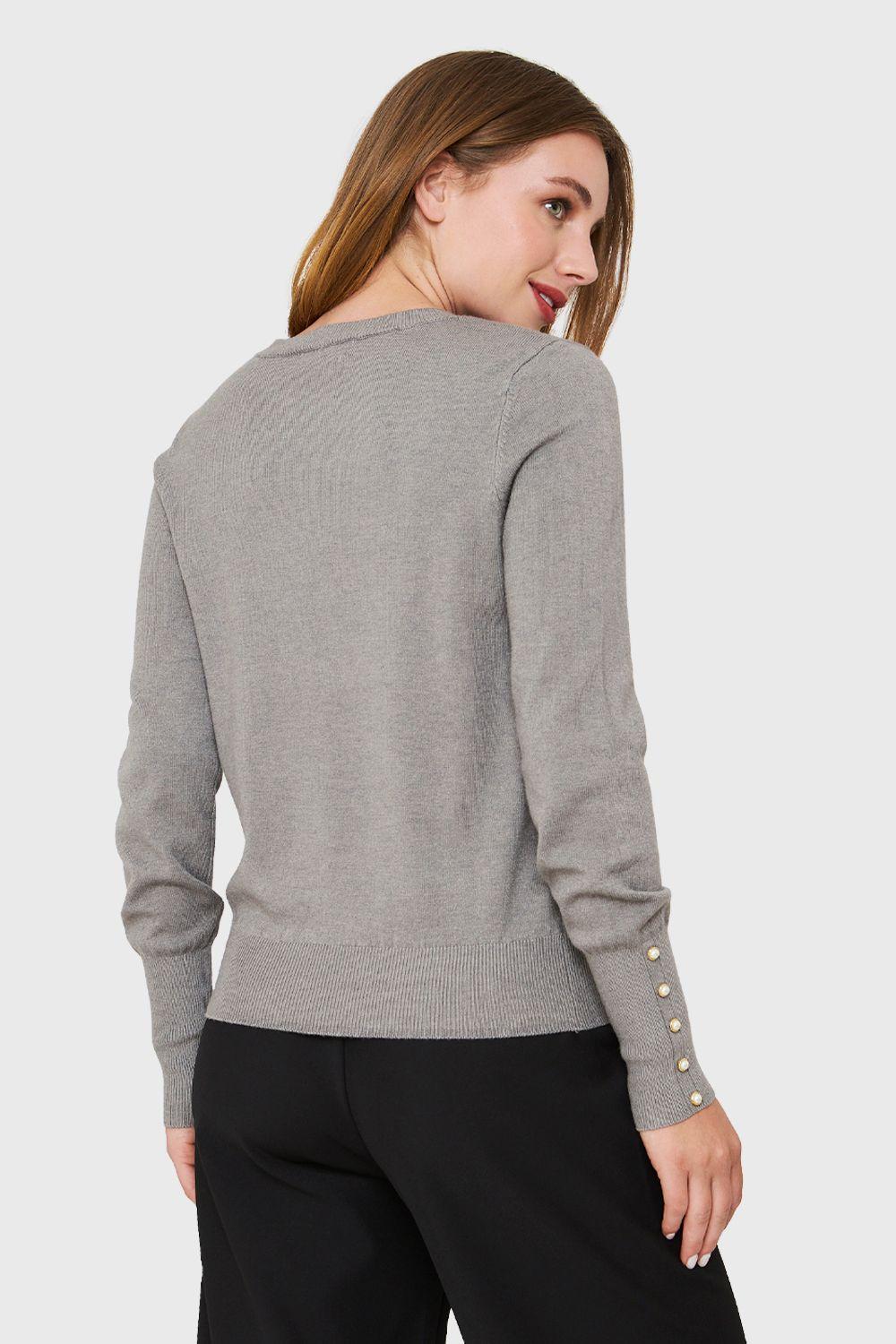 Sweater Detalle Perla Gris Nicopoly-3