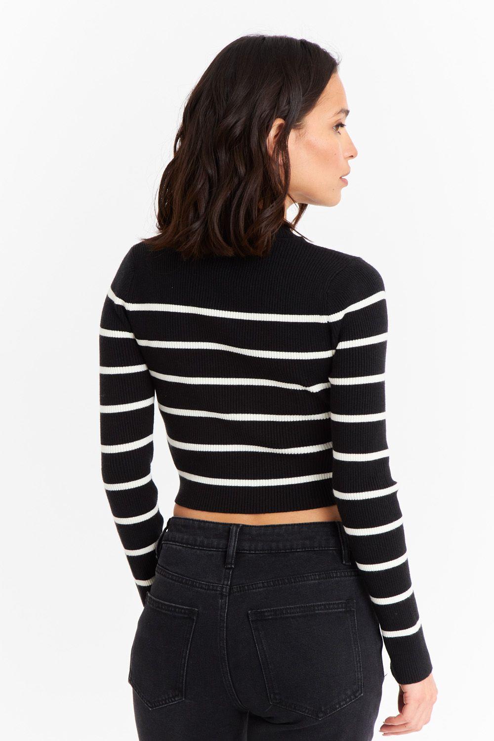 Sweater Rayas Negro Nicopoly-3