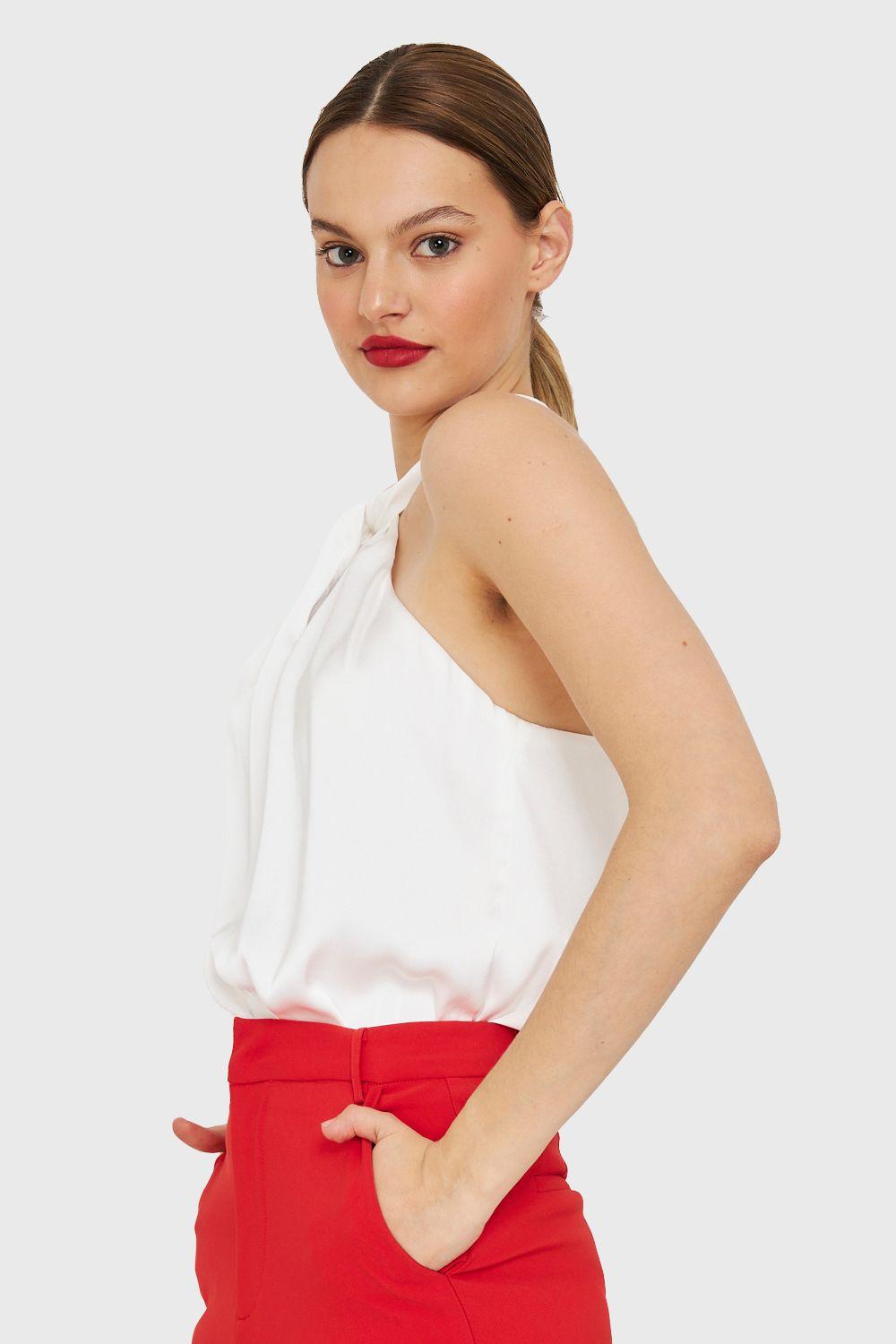 Body Halter Tipo Satín Blanco Nicopoly-2