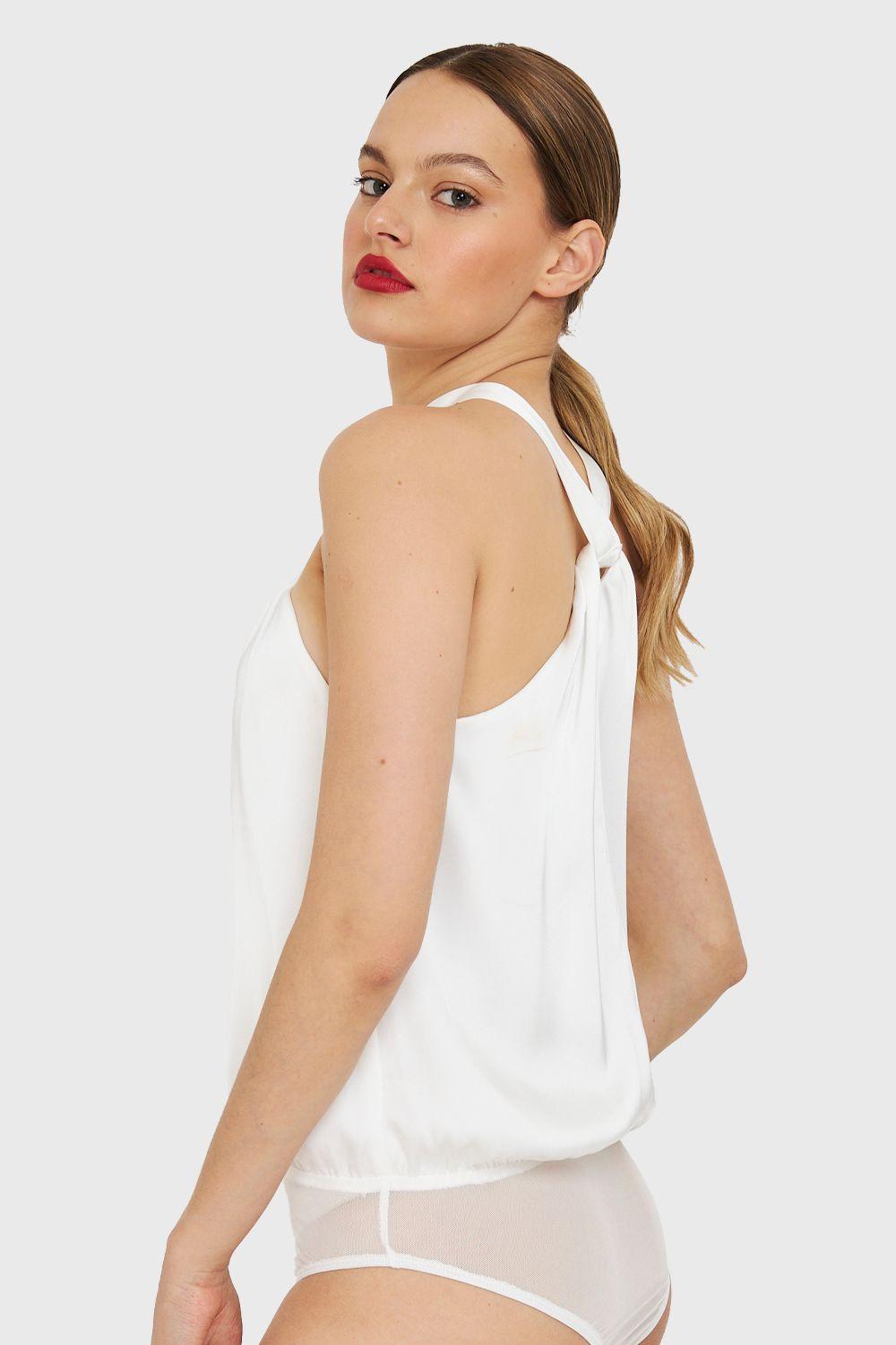 Body Halter Tipo Satín Blanco Nicopoly-3