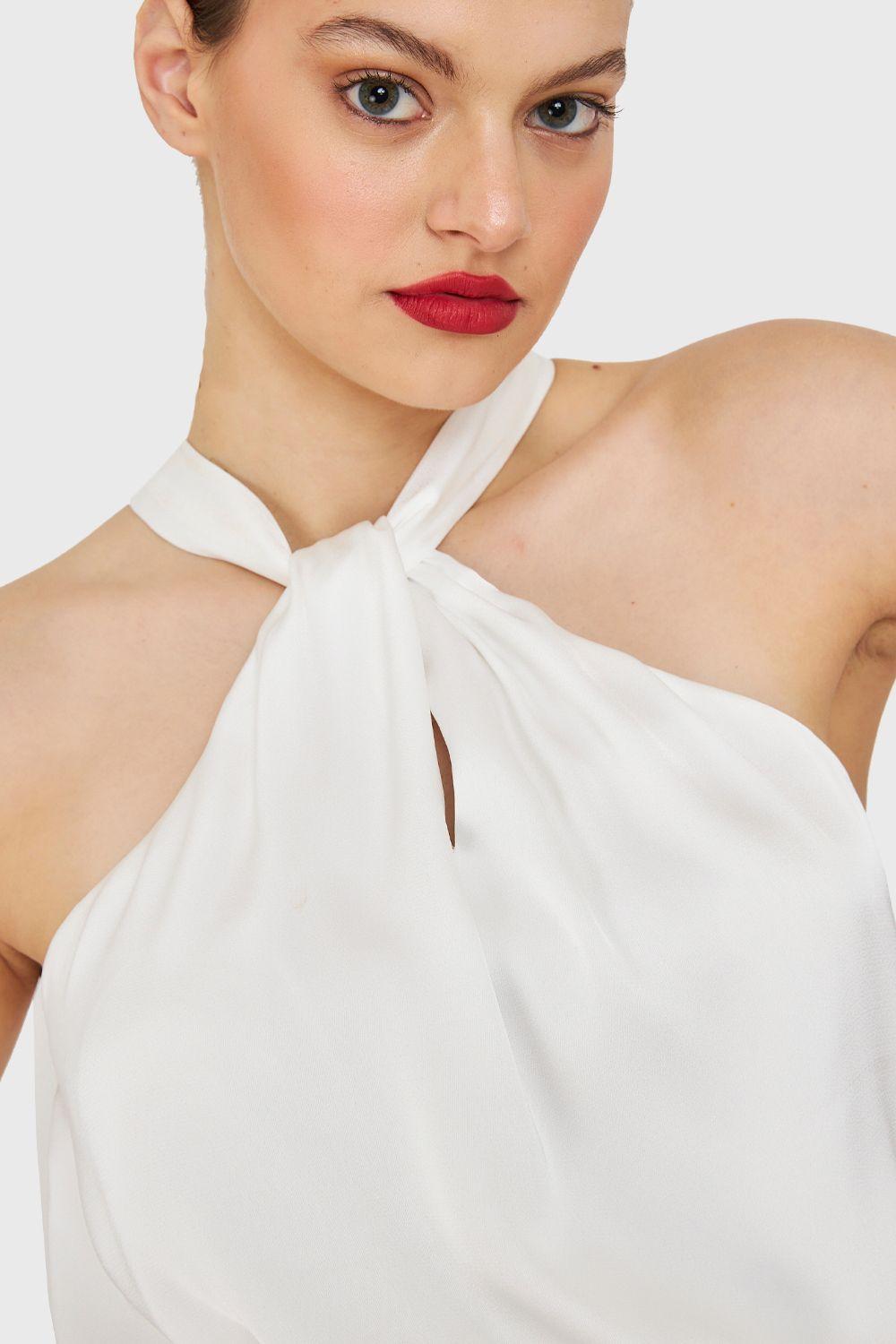 Body Halter Tipo Satín Blanco Nicopoly-5