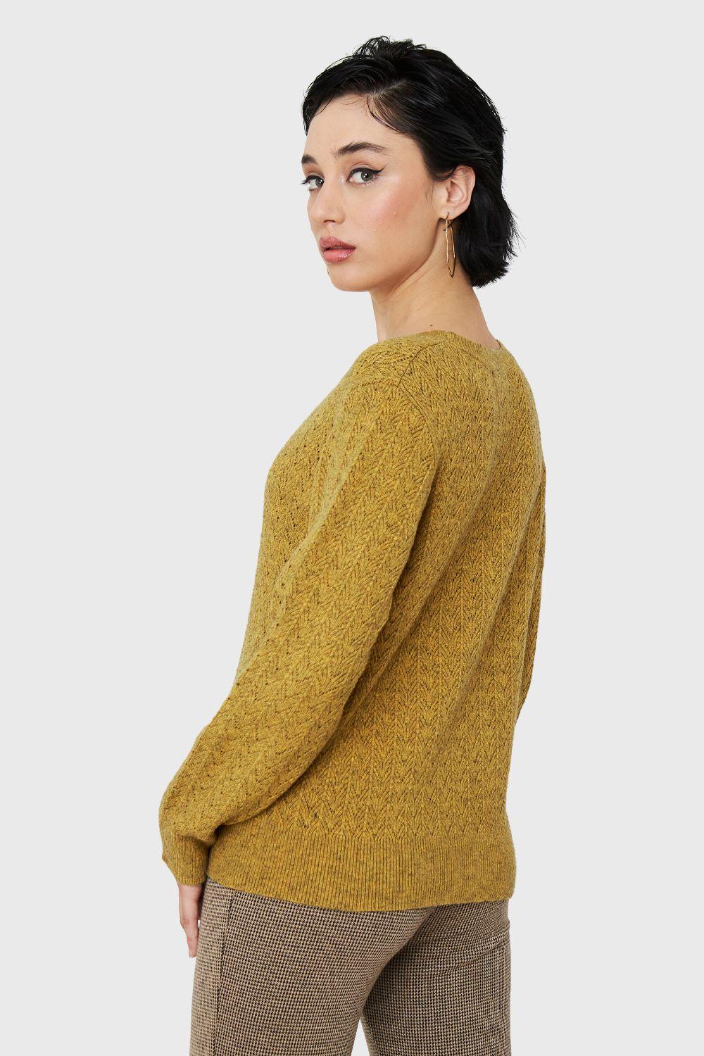 Sweater Punto Fantasía Mostaza Nicopoly-3