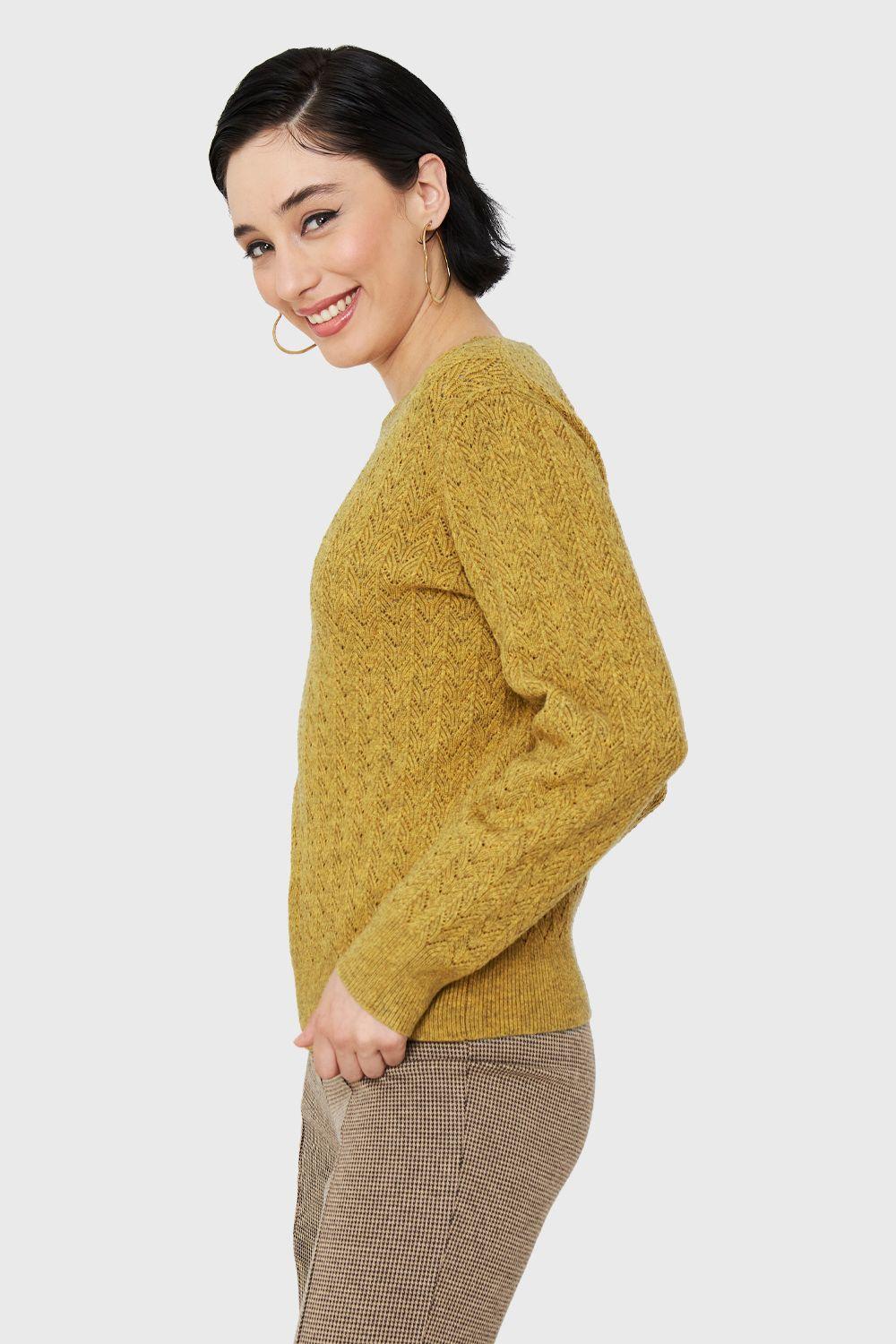 Sweater Punto Fantasía Mostaza Nicopoly-2