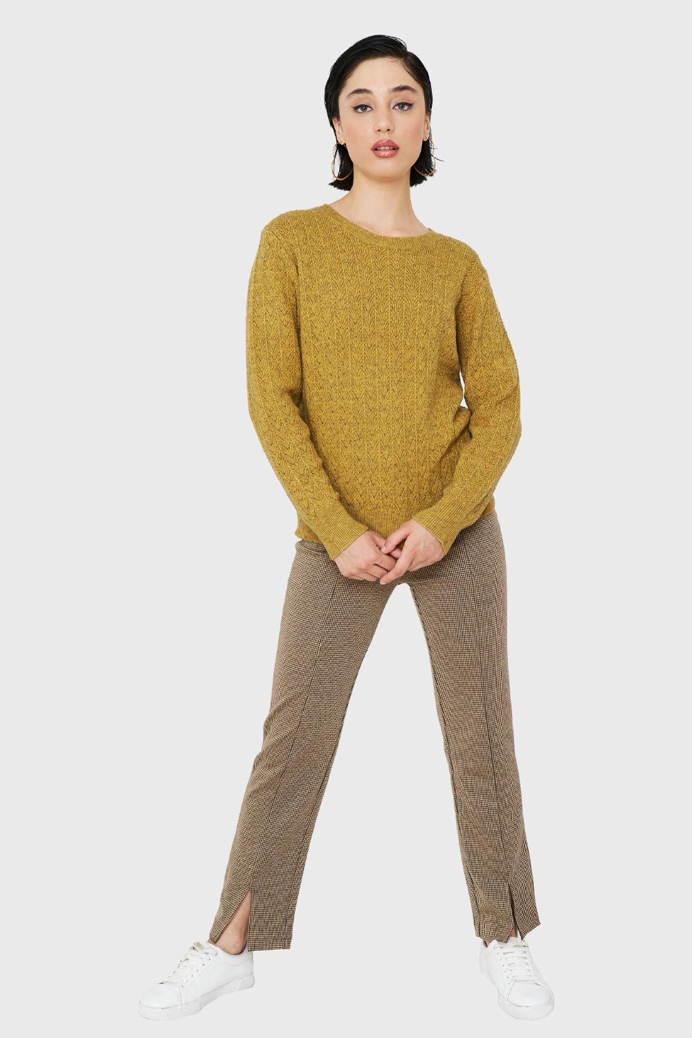 Sweater Punto Fantasía Mostaza Nicopoly-1