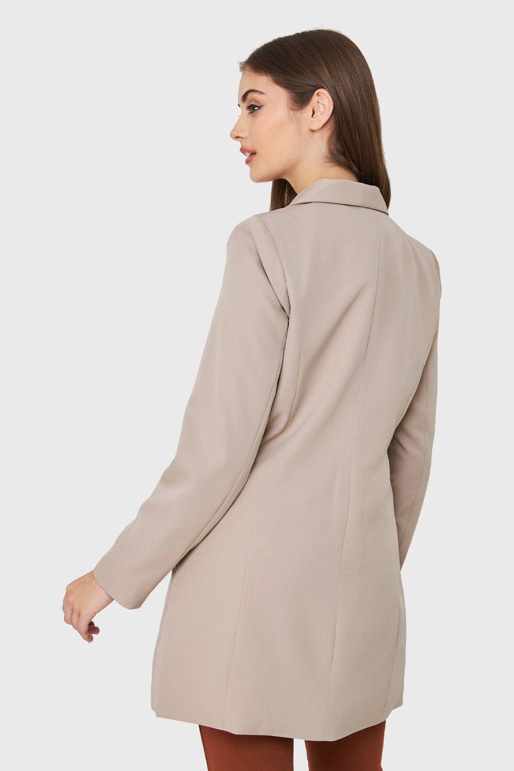 Blazer Cuatro Botones Largo Beige Nicopoly-3