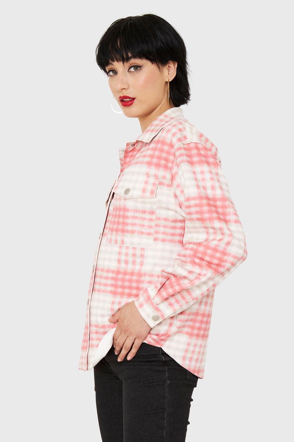 Sobrecamisa Tipo Gamuza Cuadrillé Rosado Nicopoly-2