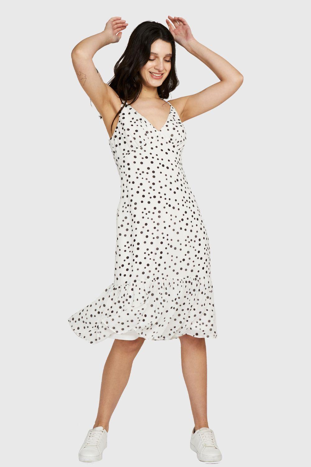 Vestido Midi Lunares Blanco Nicopoly-1