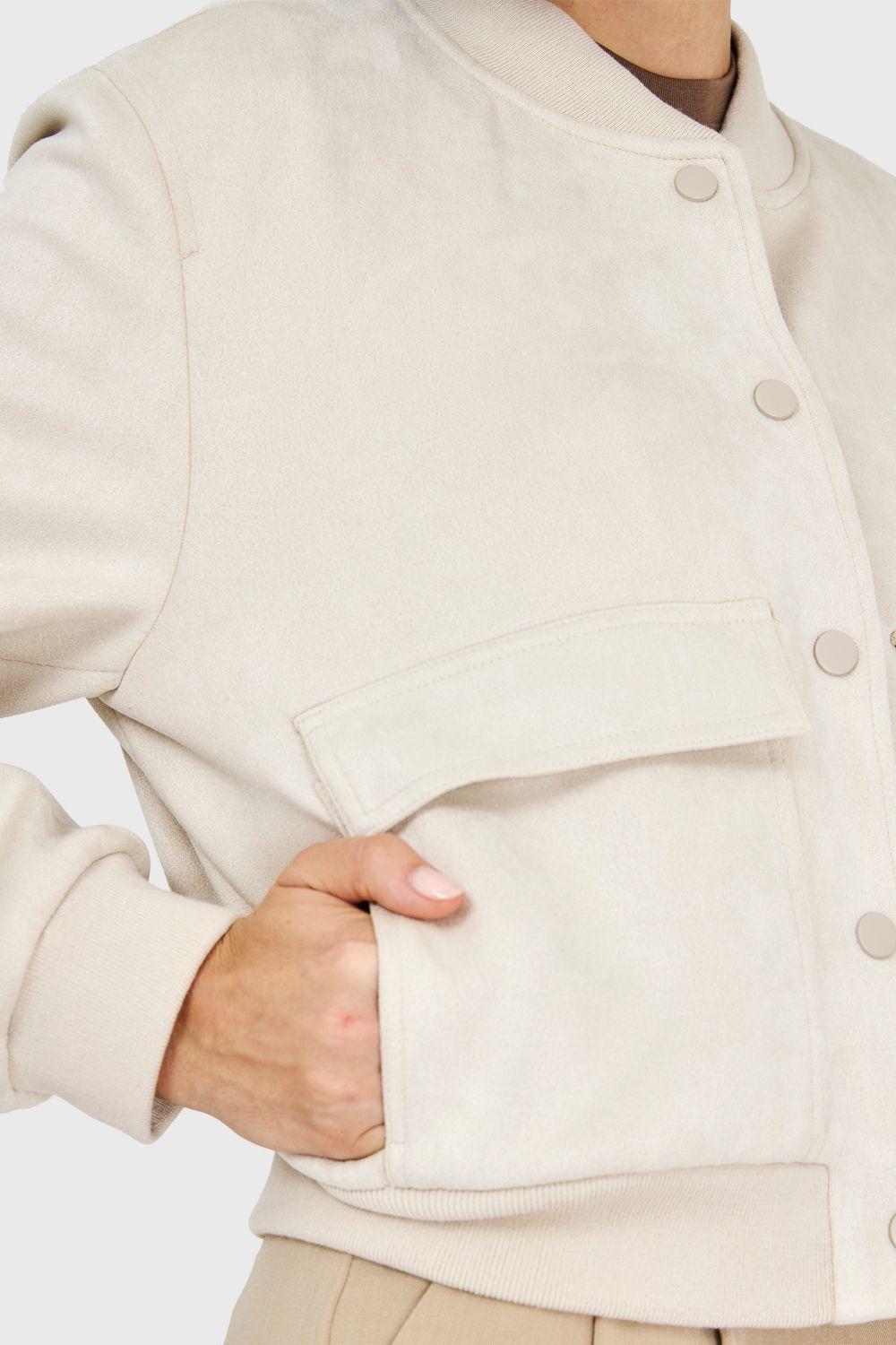 Bomber Tipo Gamuza Blanco Invierno Invierno Nicopoly-5