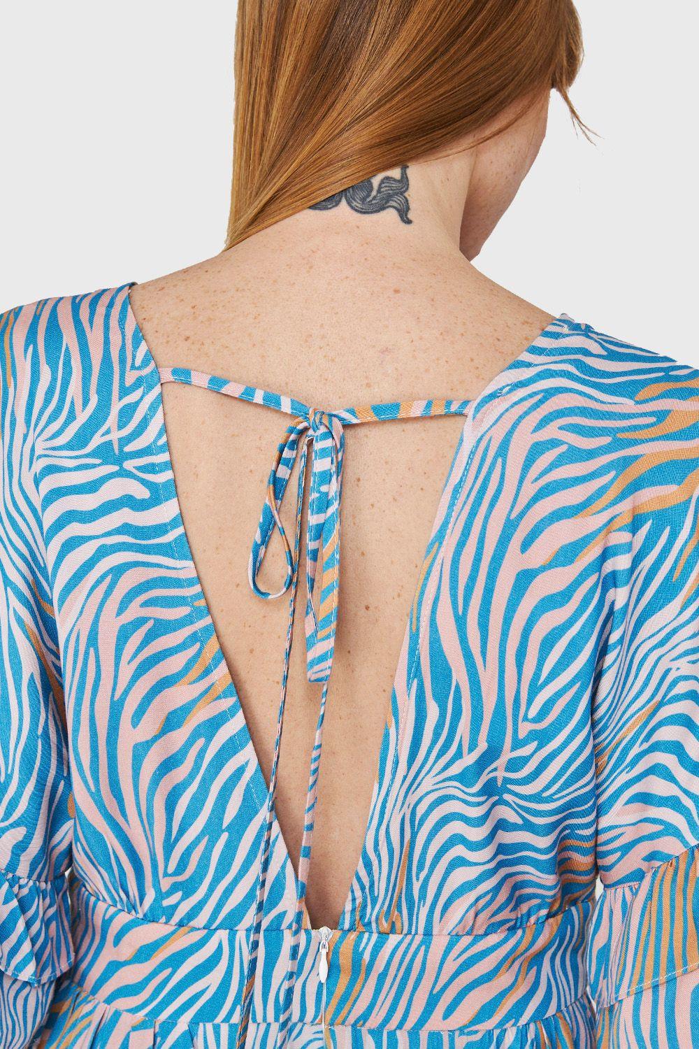 Vestido Corto Print Cebra Celeste Nicopoly-5