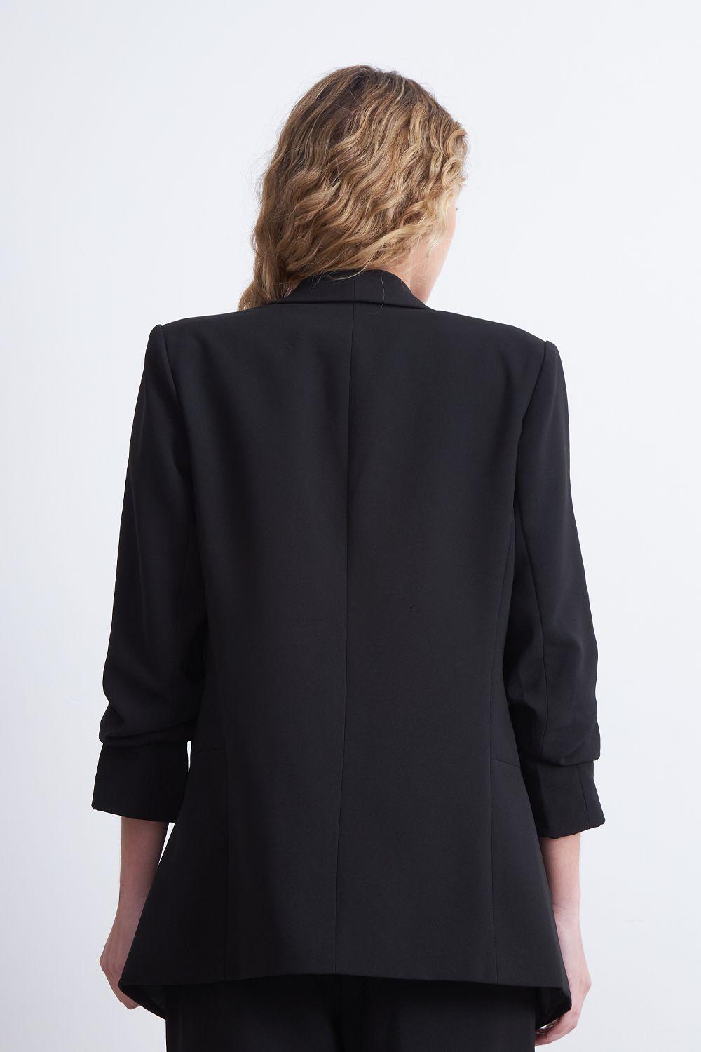 Blazer Manga 3/4 Ajustado con Solapas Negro Nicopoly-3