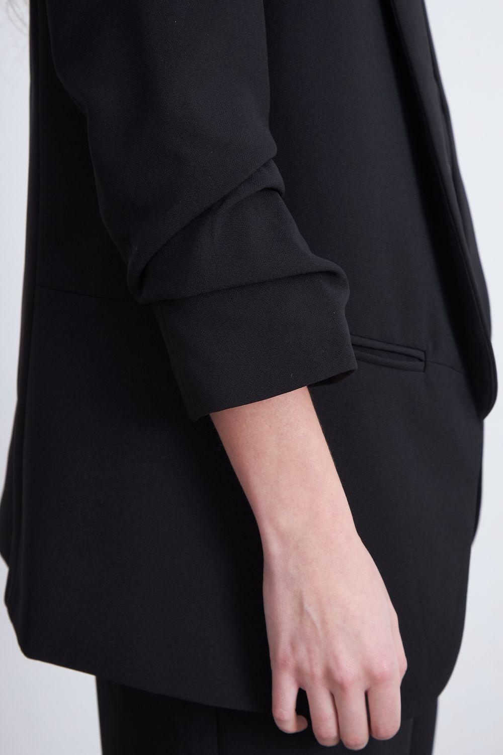 Blazer Manga 3/4 Ajustado con Solapas Negro Nicopoly-6
