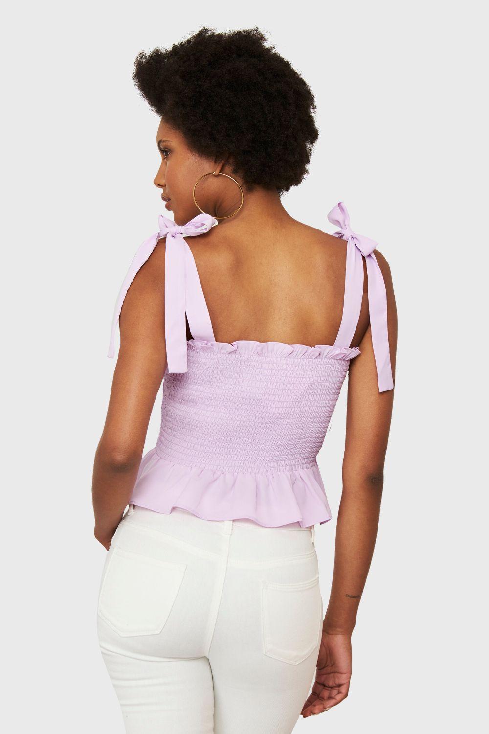 Crop Top Fruncido Lila Nicopoly-3