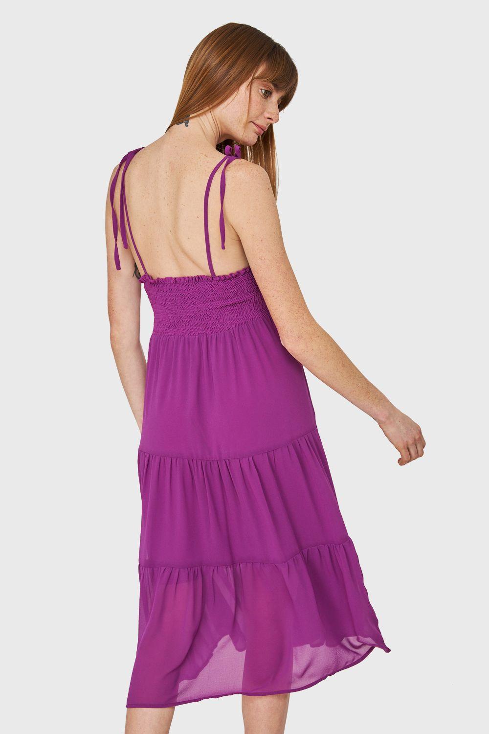 Vestido Faldón Con Volantes Magenta Nicopoly-3