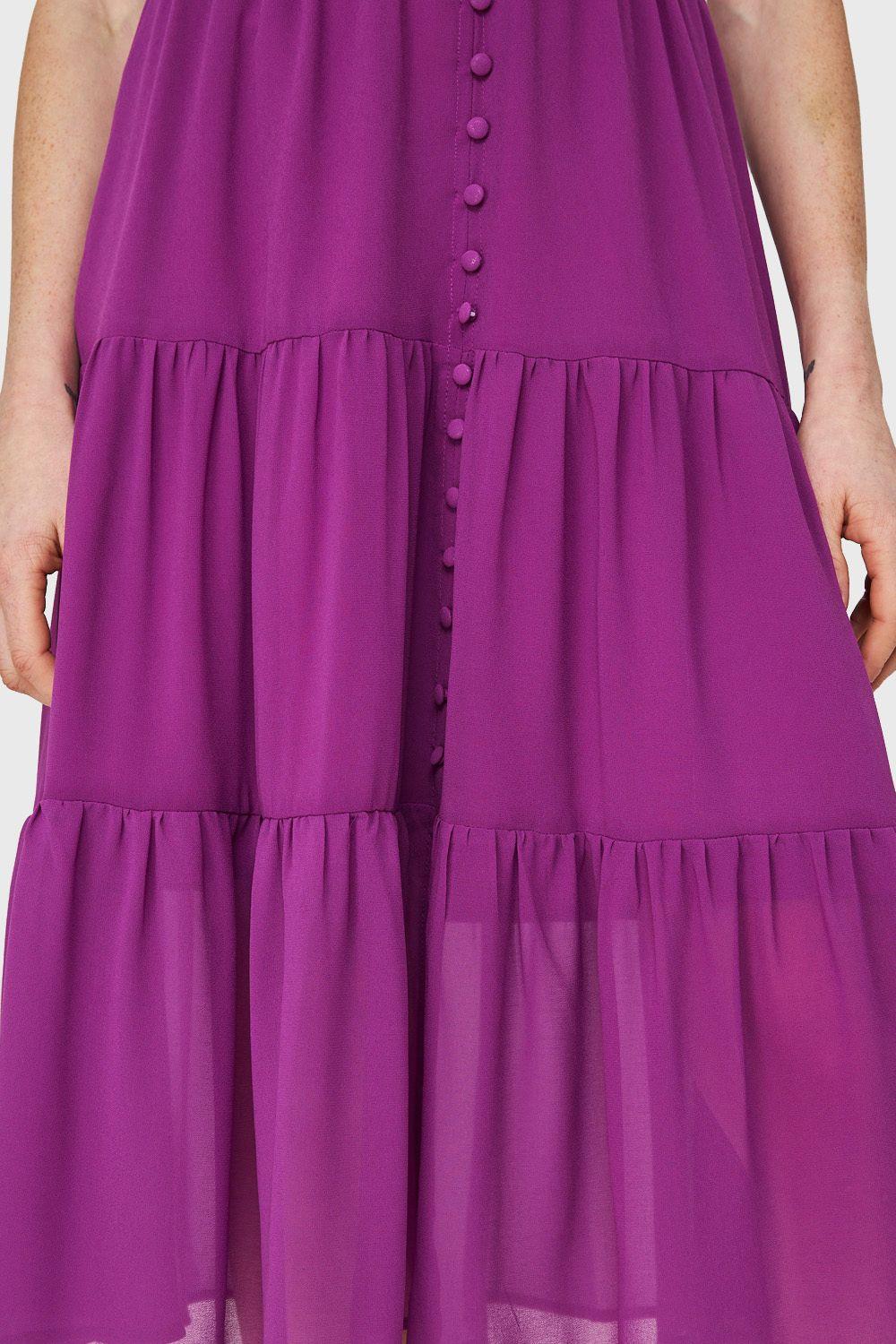 Vestido Faldón Con Volantes Magenta Nicopoly-5