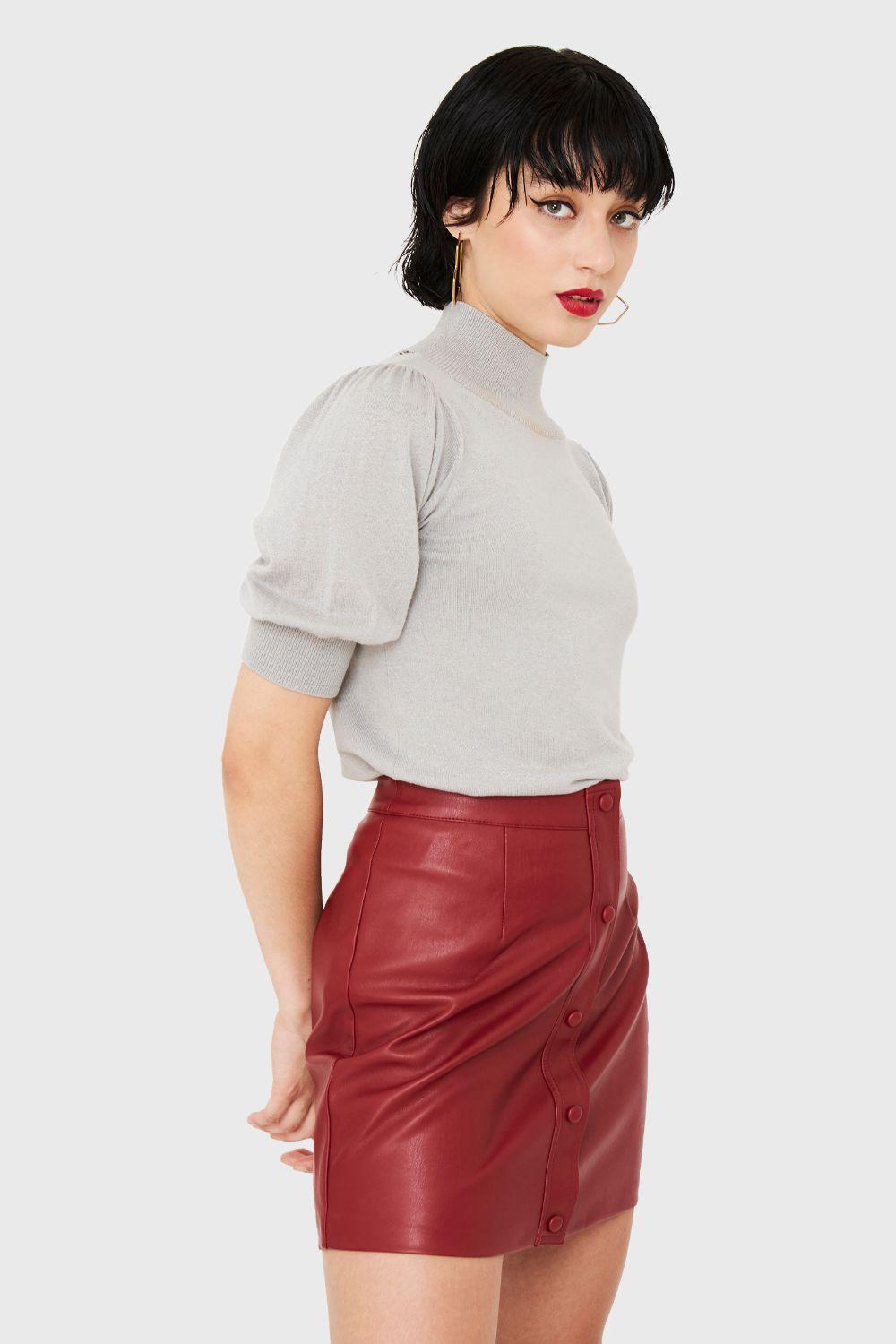 Tejido Beatle Manga Globo Gris Claro Nicopoly-2