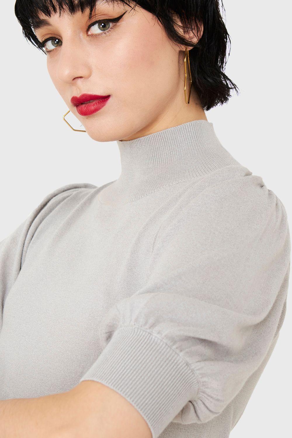 Tejido Beatle Manga Globo Gris Claro Nicopoly-5