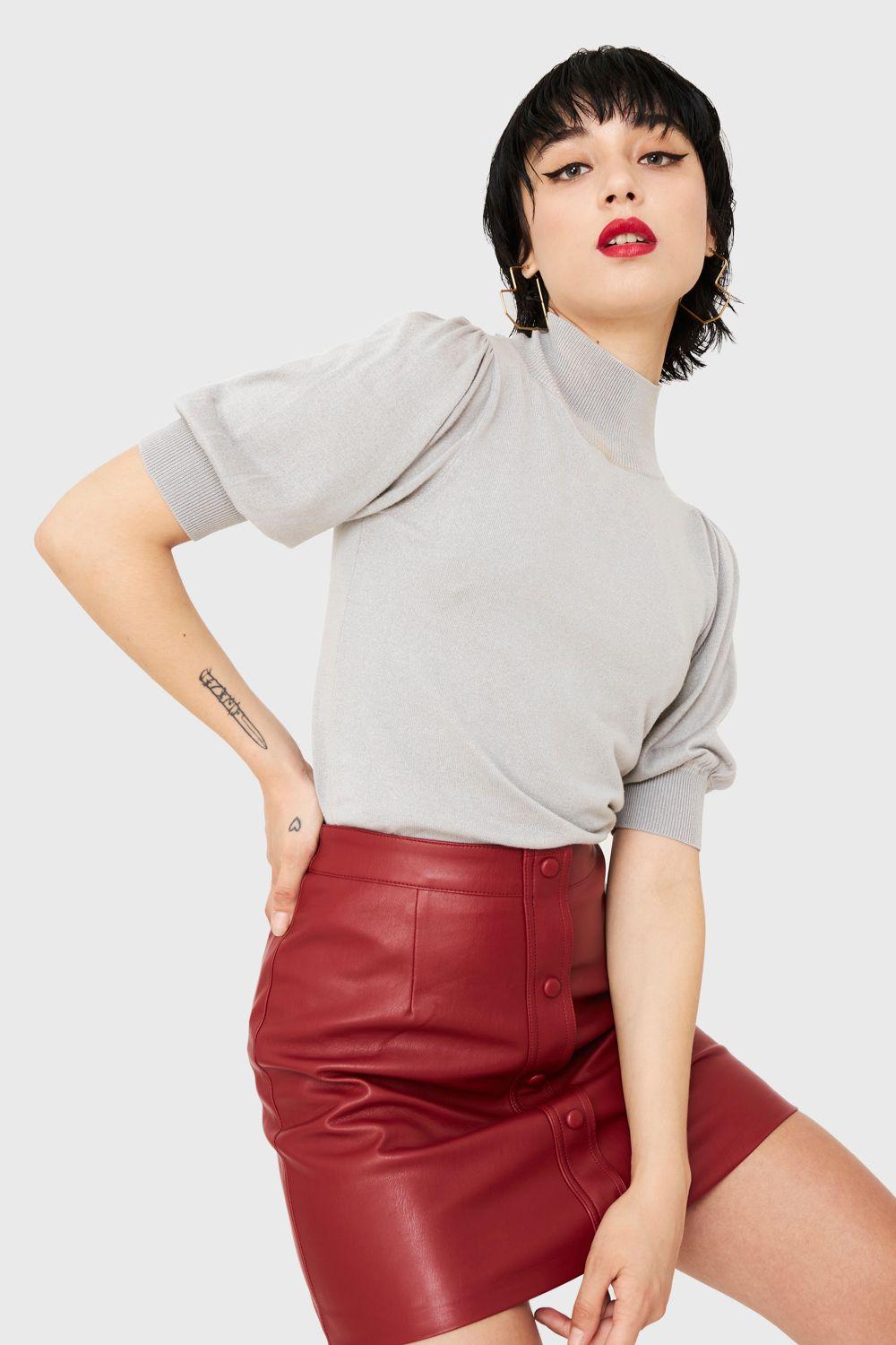 Tejido Beatle Manga Globo Gris Claro Nicopoly-0