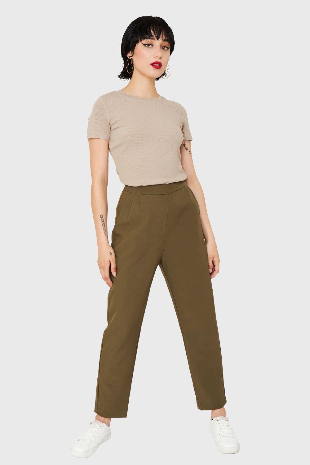 Polera Básica Manga Corta Khaki Nicopoly-1