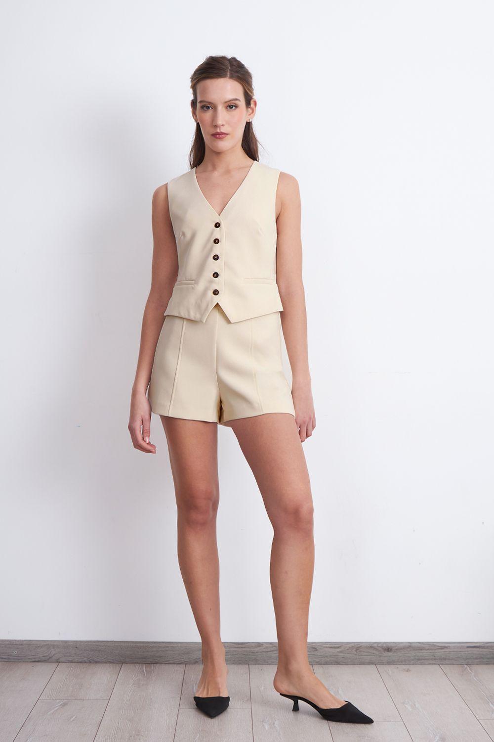 Short Básico Tiro Alto Beige Nicopoly-1