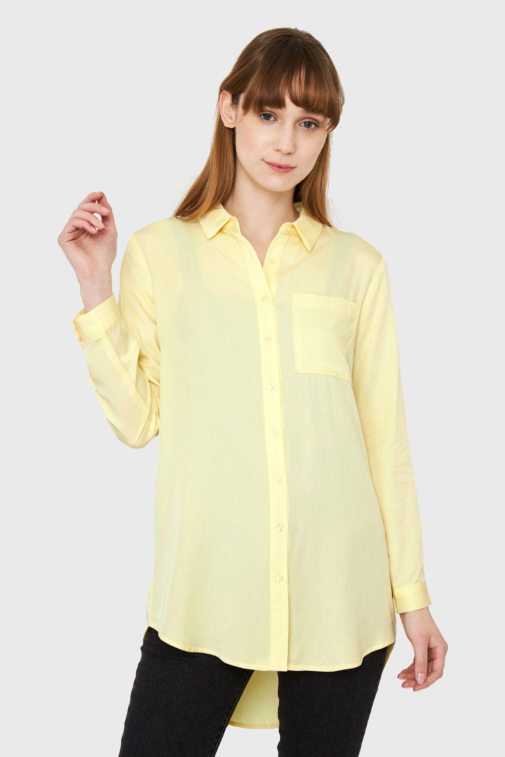 Camisa Larga Bolsillo Amarillo Nicopoly-0