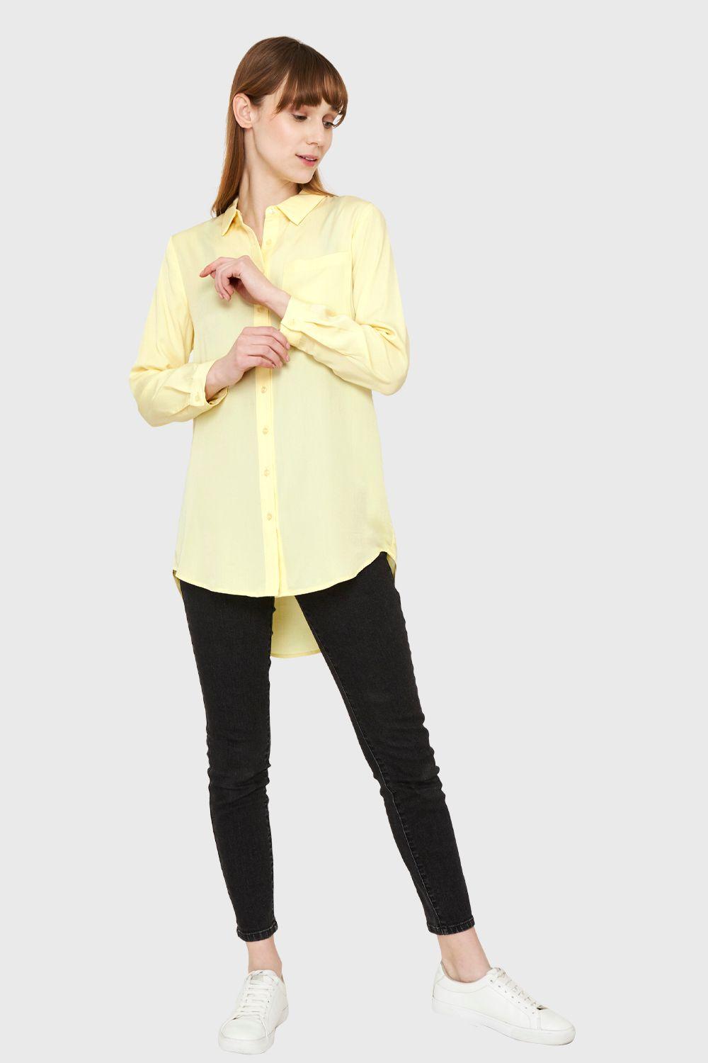 Camisa Larga Bolsillo Amarillo Nicopoly-1