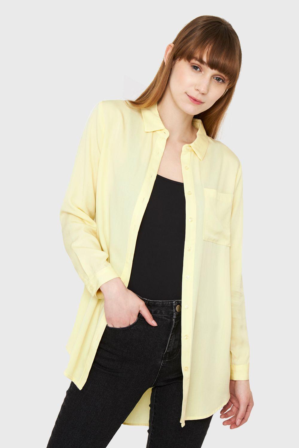 Camisa Larga Bolsillo Amarillo Nicopoly-4