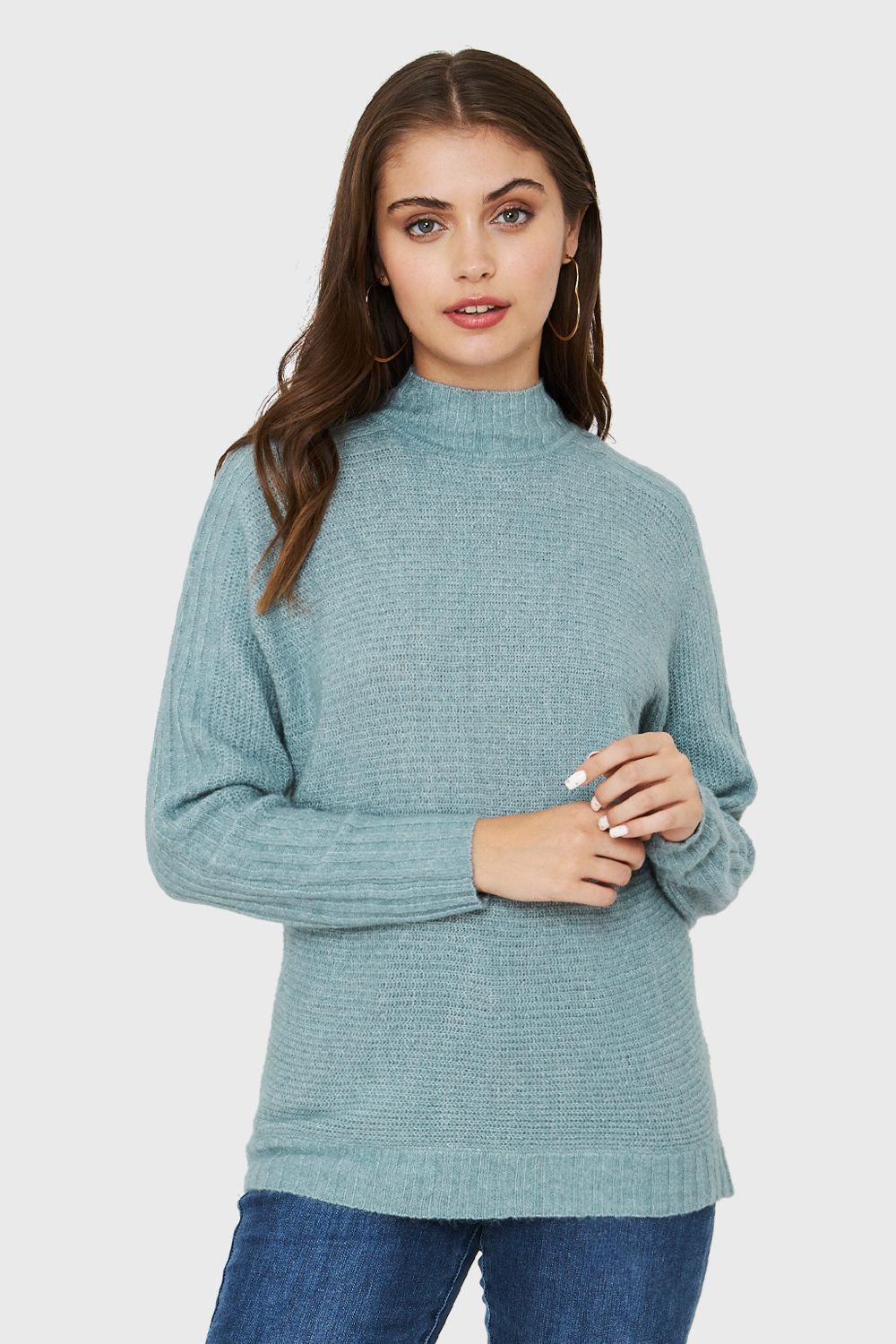 Sweater Cuello Alto Acanalado Menta Nicopoly-4